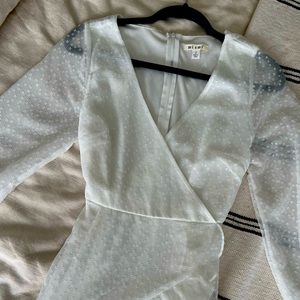 Francesca’s Miami Branded White Long Sleeve Dress (Small)